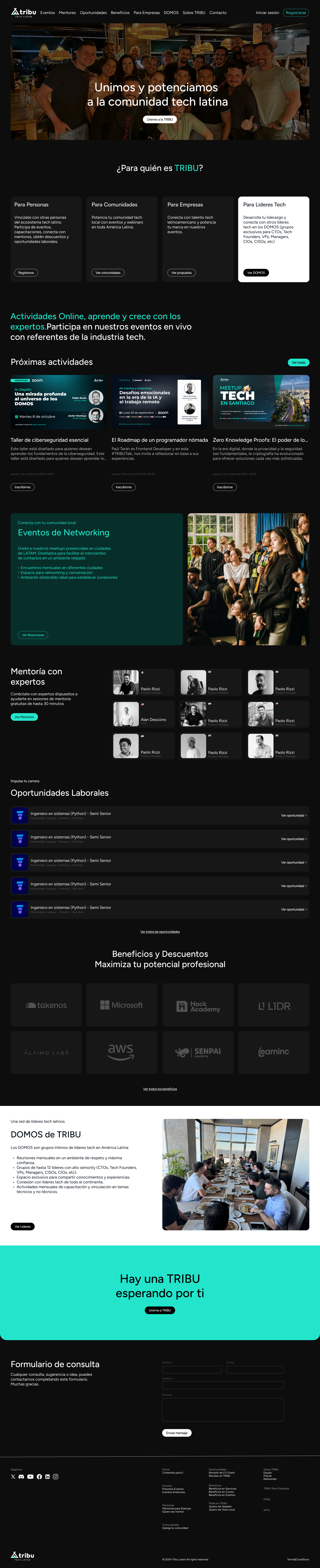 TRIBU Tech Latam — Platform Hero & Community Overview